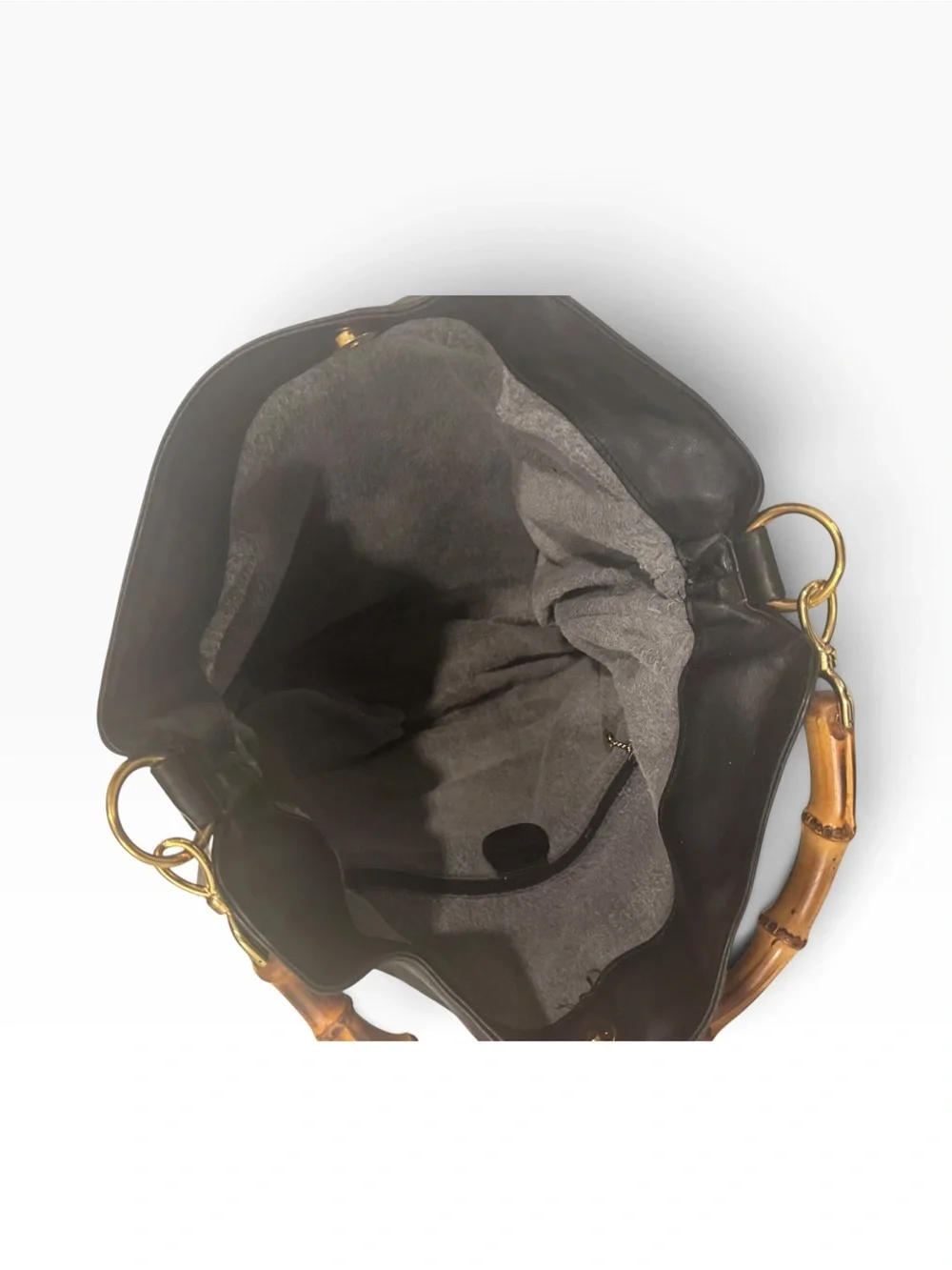 Vintage Gucci BLACK Bamboo Handle Leather Oversized Hobo Bag Bamboo 1947